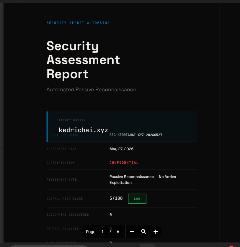 Generated report — cover page.